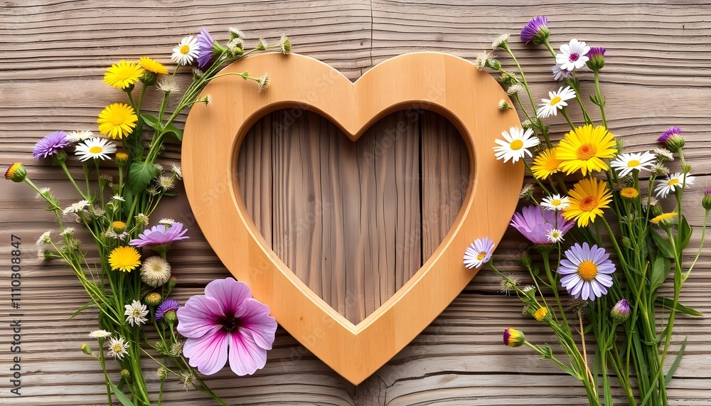 wreath of flowers on wooden background wreath of flowers on wooden background