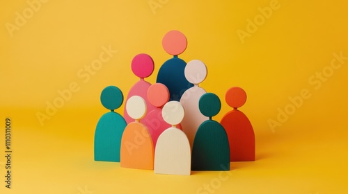 Unity in diversity, portrayed through abstract shapes in harmonious colors, symbolizing collaboration and harmony photo