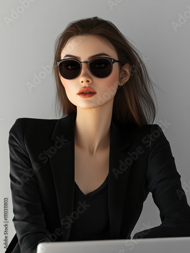 Wallpaper Mural Startup concept with rocket flying out of laptop screen on grey background. 3D Rendering Torontodigital.ca