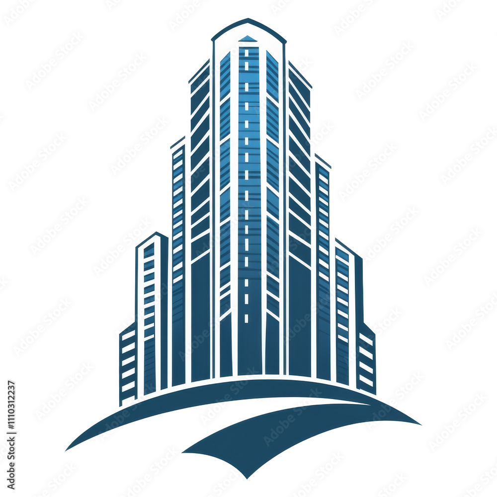 Modern high rise building with a unique design and sleek glass exterior in an urban setting Modern high rise building with a unique design and sleek glass exterior in an urban setting