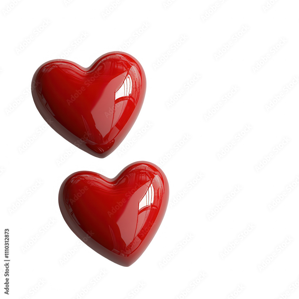 Two red hearts are shown in a close up Transparent Background Two red hearts are shown in a close up Transparent Background