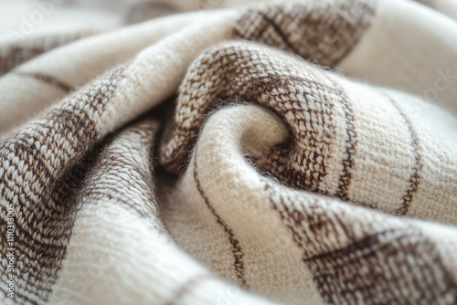 Close-up of soft beige and brown woven fabric texture