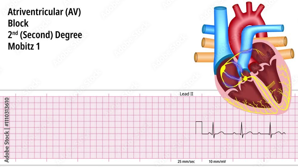 Second Degree Atrioventricular Block Mobitz 1 - 2nd degree AV Block ...