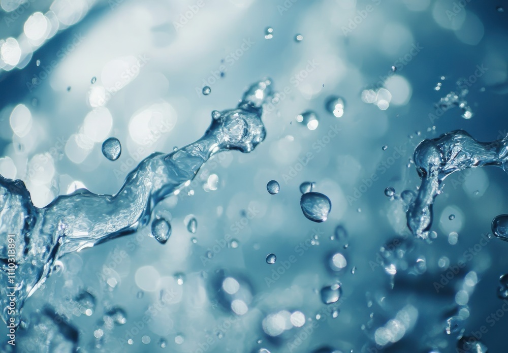 Captivating Close-Up of Water Splashing with Vibrant Blue Tones, Showcasing the Dynamic Movement of Liquid Droplets and Bubbles in Nature Captivating Close-Up of Water Splashing with Vibrant Blue Tones, Showcasing the Dynamic Movement of Liquid Droplets and Bubbles in Nature