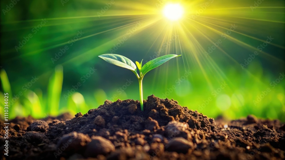 A single sprout reaching towards the sun, symbolizing hope, growth, and the power of nature. A single sprout reaching towards the sun, symbolizing hope, growth, and the power of nature.