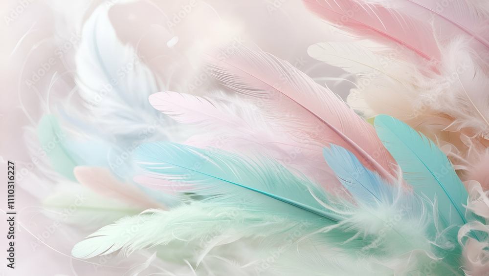 a serene composition of pastel feathers in soft hues, forming a light and graceful abstract pattern. a serene composition of pastel feathers in soft hues, forming a light and graceful abstract pattern.