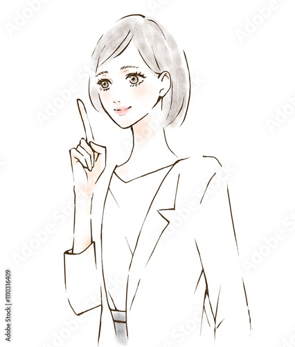 Obraz na płótnie 人差し指でポイントを指差すビジネスパーソンのイラスト 手描き スーツ 白衣 w salonie
