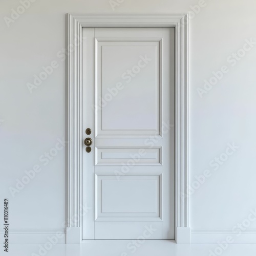 Wallpaper Mural White paneled door, ornate frame, simple hardware. Torontodigital.ca