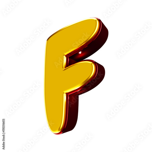 3D font yellow with red letter f photo