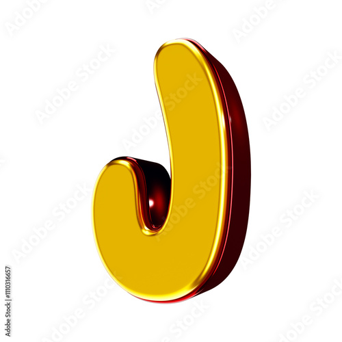 3D font yellow with red letter j photo