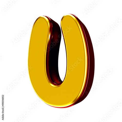 3D font yellow with red letter u photo