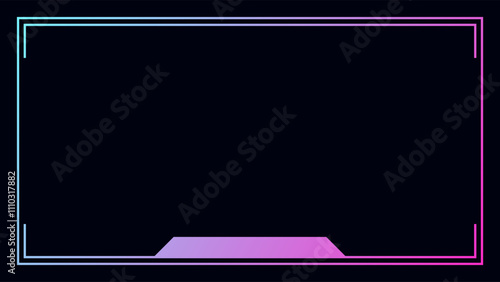 Landscape frame for video media player interface. Online stream futuristic technology style.