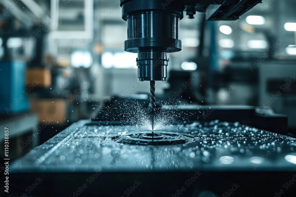 Close-up CNC Computer Numerical Control machine factory setting Modern milling Close-up CNC Computer Numerical Control machine factory setting Modern milling