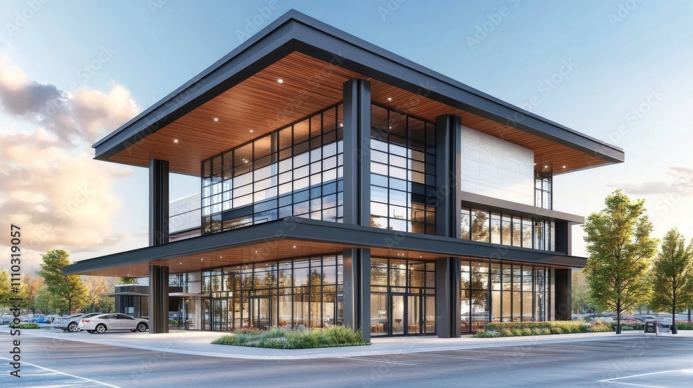 3D rendering modern building unique design has large mixeduse retail 3D rendering modern building unique design has large mixeduse retail