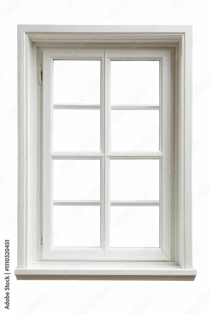 White window frame, six panes, clean design. White window frame, six panes, clean design.