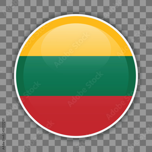 Lithuanian flag icon on checkered background. Vector icon for mobile apps, UI or web design