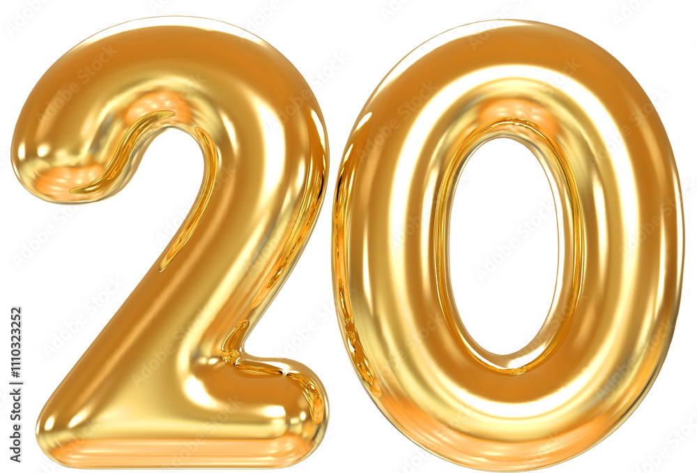 Balloon Gold Number 20 Balloon Gold Number 20