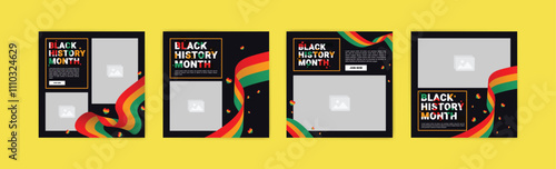 Collection of black history month social media posts. Celebrating black history month.	
