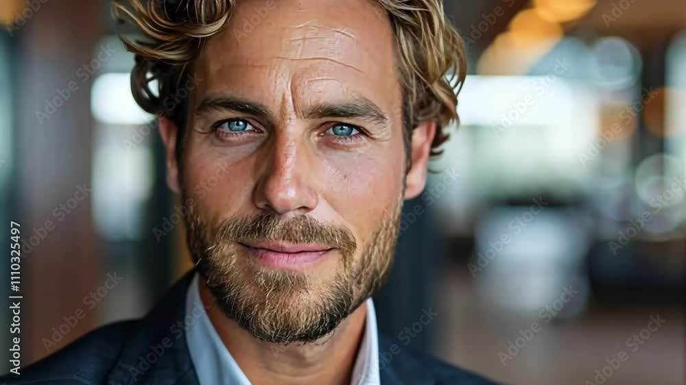 Captivating portrait captures charm and confidence of a man in a warm and inviting café setting during daylight hours Captivating portrait captures charm and confidence of a man in a warm and inviting café setting during daylight hours