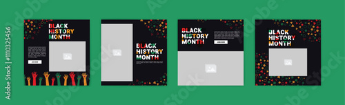 Collection of black history month social media posts. Celebrating black history month.	
