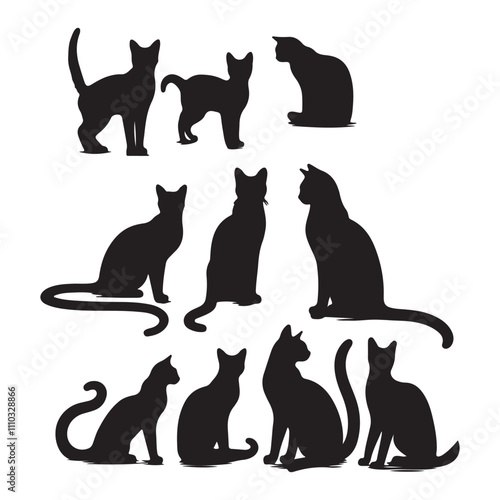 Hand drawn animals silhouette set illustration
