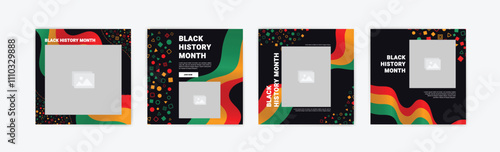 Collection of black history month social media posts. Celebrating black history month.	
