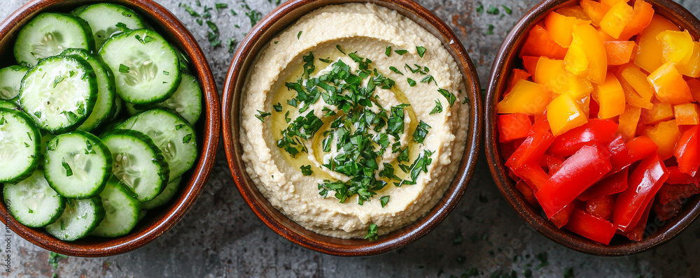 Fresh sliced cucumbers, vibrant bell peppers, and creamy hummus create colorful and healthy snack. Perfect for gatherings or meal prep, this dish is both nutritious and visually appealing Fresh sliced cucumbers, vibrant bell peppers, and creamy hummus create colorful and healthy snack. Perfect for gatherings or meal prep, this dish is both nutritious and visually appealing