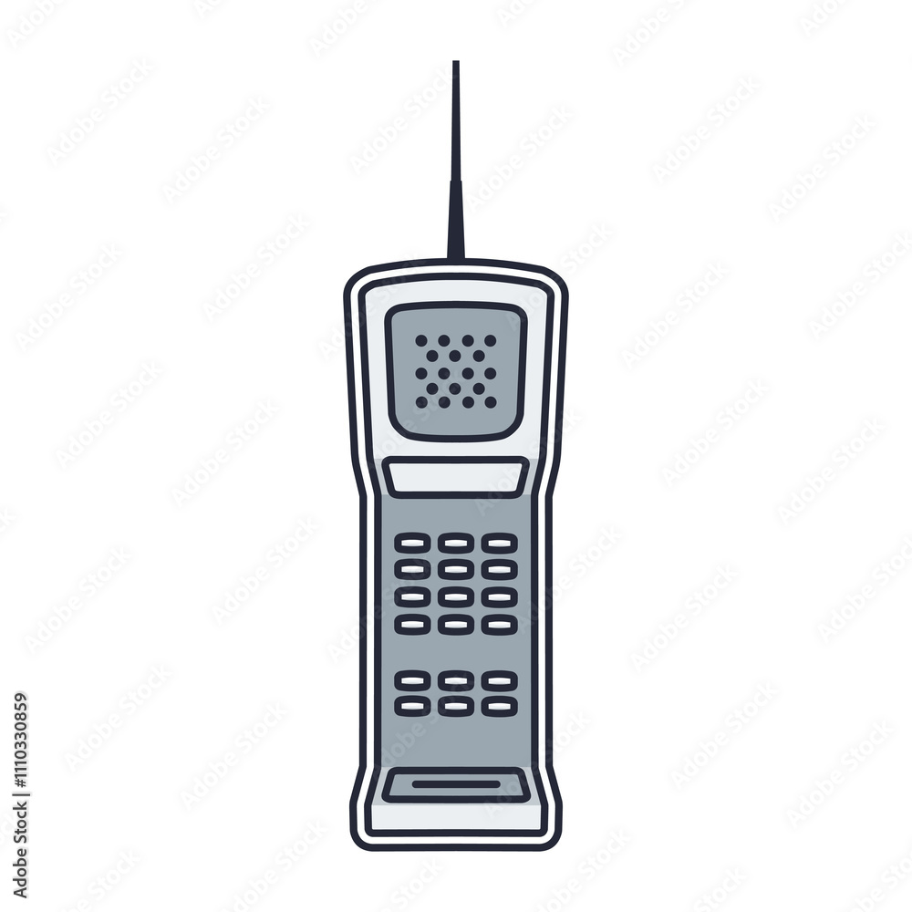 Illustration of a classic telephone with a wired receiver and keypad, perfect for a vintage themed design Illustration of a classic telephone with a wired receiver and keypad, perfect for a vintage themed design