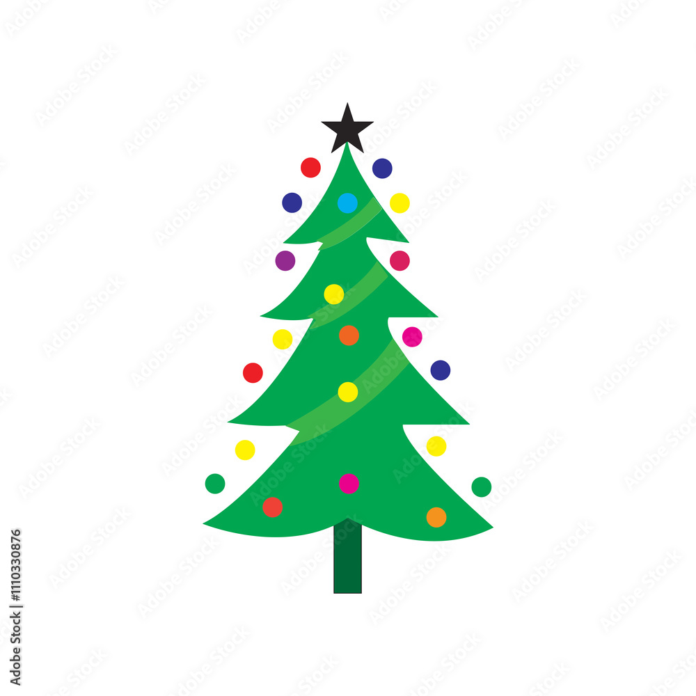 Christmas Tree illustration Flat Style with white background. Christmas Tree illustration Flat Style with white background.