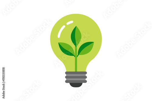 Eco-friendly lightbulb | isolated vector silhouette illustration on white background