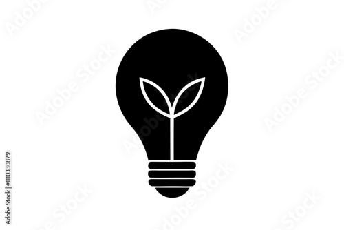 Eco-friendly lightbulb | isolated vector silhouette illustration on white background