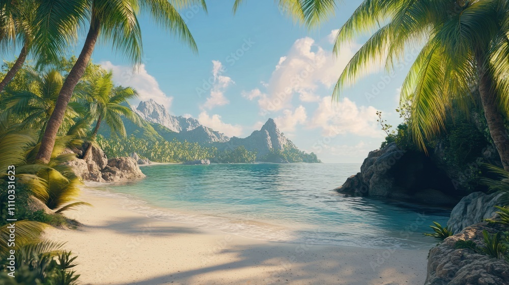 Fototapeta premium Perfect tropical beach landscape. Vacation holidays background.