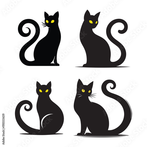 Hand drawn animals silhouette set illustration
