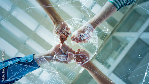 Принти на полотні global, network, business, cooperation, unity, circle, partner, japanese, asian,