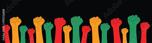 Background design for Black History Month with red, yellow and green ornaments. Design for Black History Month campaign.