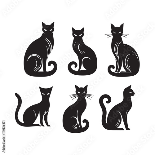 Hand drawn animals silhouette set illustration
