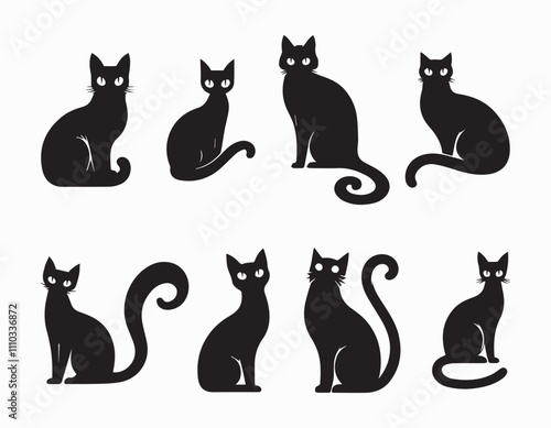 Hand drawn animals silhouette set illustration
