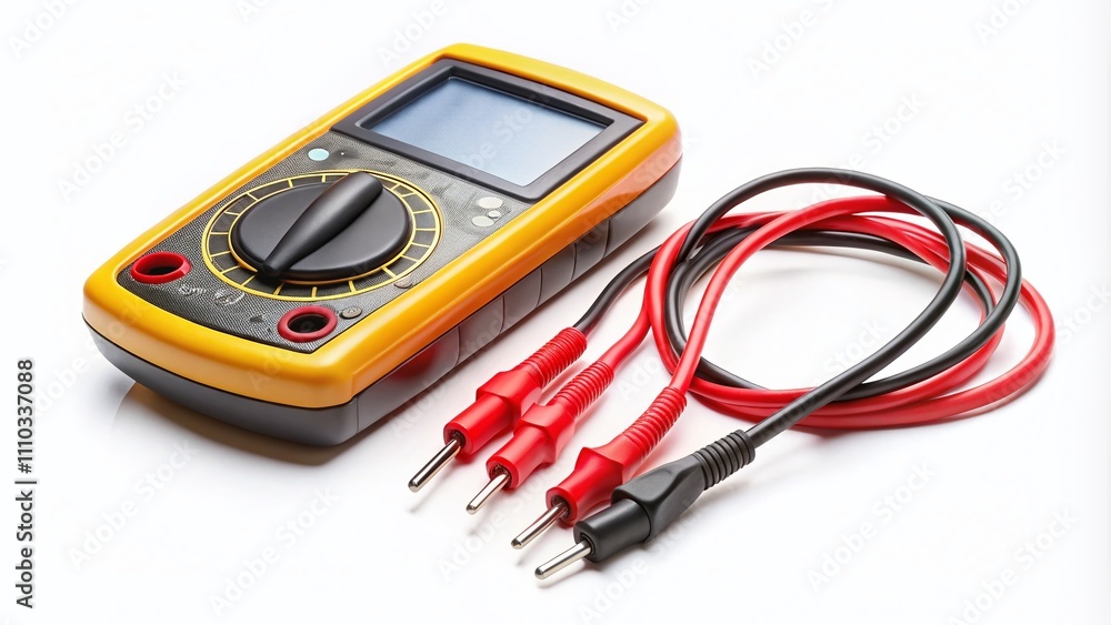 High-Quality Digital Multimeter Isolated on White Background for Electronic Measurement and Diagnostics, Perfect for Educational Purposes and Technical Illustrations High-Quality Digital Multimeter Isolated on White Background for Electronic Measurement and Diagnostics, Perfect for Educational Purposes and Technical Illustrations