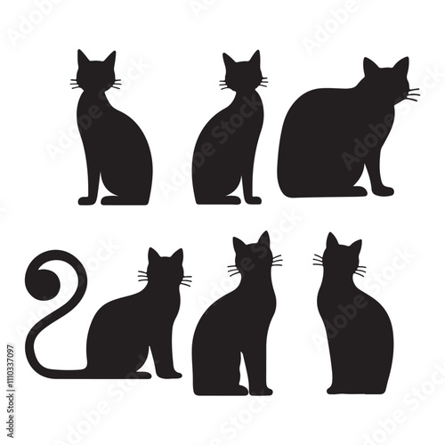 Hand drawn animals silhouette set illustration
