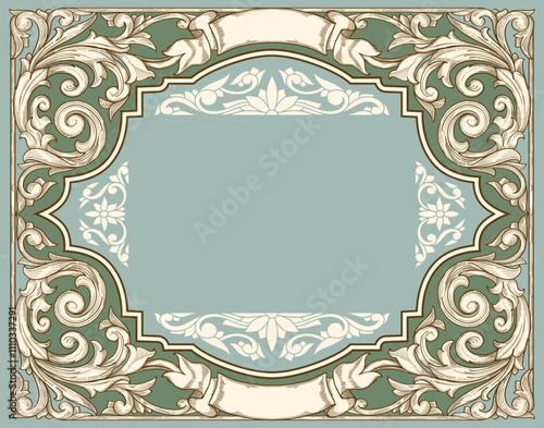 Decorative ornate retro design blank frame