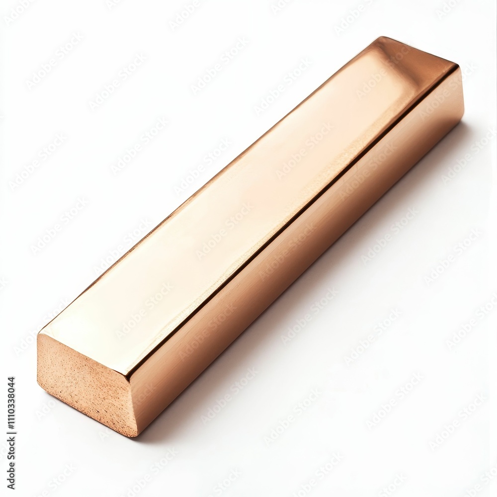 Shiny metallic rectangular bar, copper colored. Shiny metallic rectangular bar, copper colored.