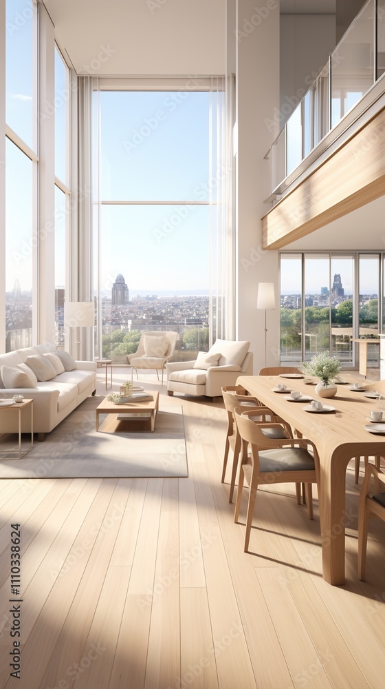 Fototapeta premium living room and dining room, 