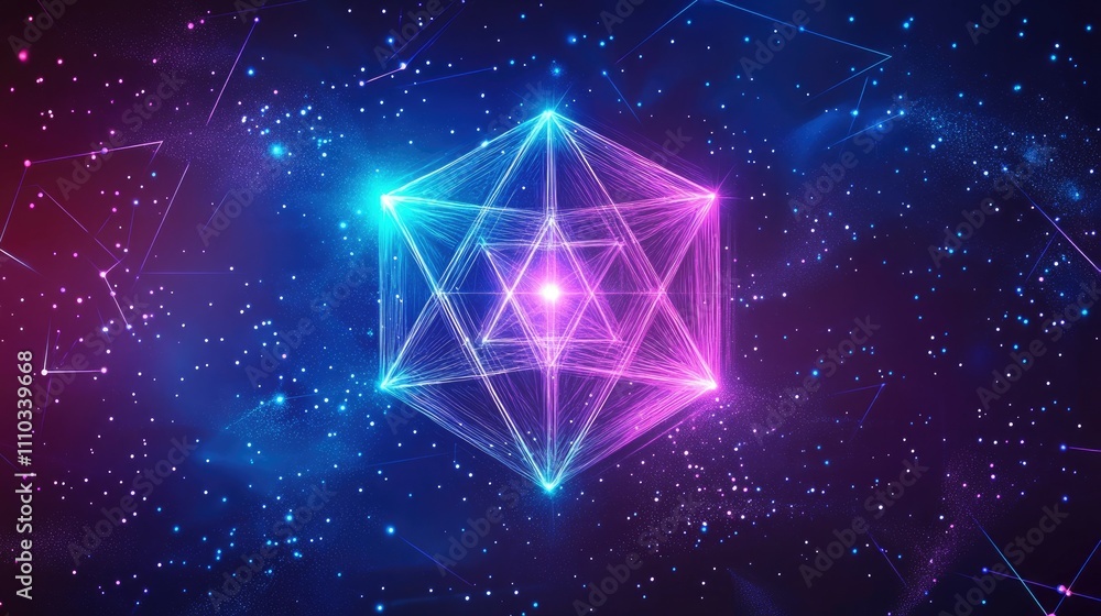 Glowing cosmic geometric shape. Glowing cosmic geometric shape.