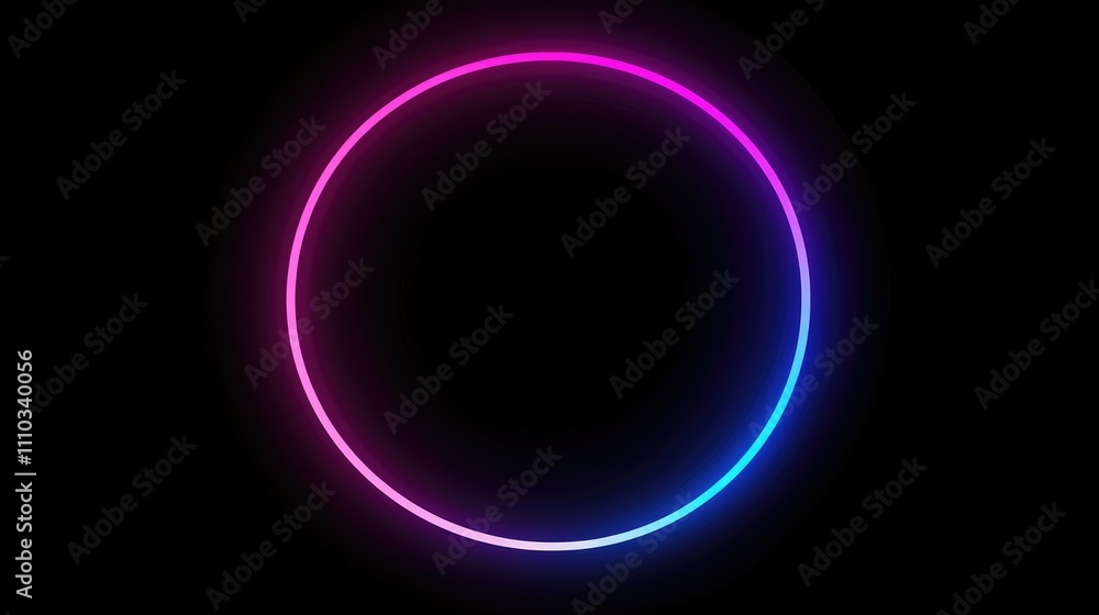 Glowing neon circle on black background. Glowing neon circle on black background.