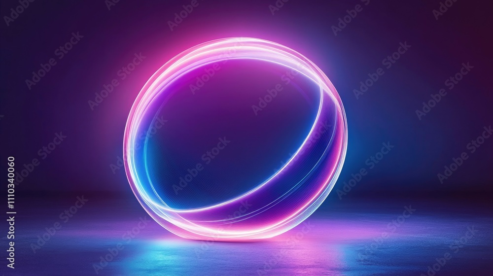 Glowing neon circle abstract background.