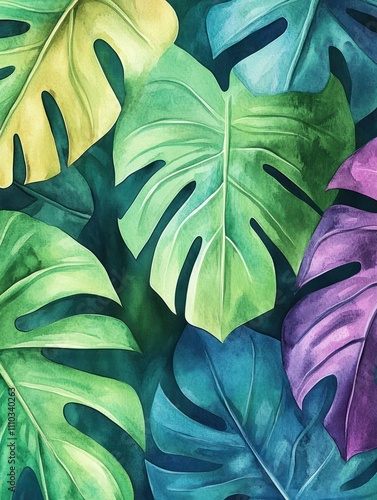 Wallpaper Mural Abstract art tropical leaves background vector. Wallpaper design with watercolor art texture from palm leaves, Jungle leaves, monstera leaf, exotic botanical floral pattern. Torontodigital.ca