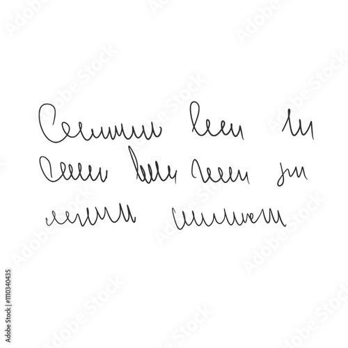 Handwritten scribble unreadable message. Freehand text letter note isolated on white background. Illegible cursive script. Vector hand drawn illustration. photo