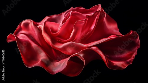 Red silk fabric flowing in elegant folds