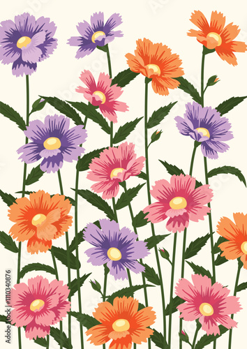 Daisy colorful flower background.Eps 10 vector.