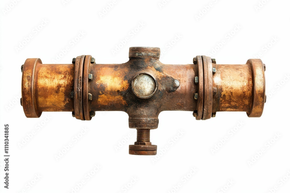 Rusty metal pipe fitting, industrial, aged. Rusty metal pipe fitting, industrial, aged.